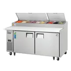 image of Everest EPPR2 71" 2-Section Refrigerated Pizza Prep Table w/ 2 Doors, (9) 1/3 Size Pans