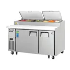 image of Everest EPPSR2 59" 2-Section Refrigerated Pizza Prep Table w/ 2 Doors, (7) 1/3 Size Pans