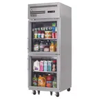 image of Everest ESGRH2 29" 1-Section Reach-In Refrigerator w/ 2 Glass Half Doors, Top Mount, Stainless Steel, 23 cu. ft.