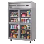 image of Everest ESGRH4 49" 2-Section Reach-In Refrigerator w/ 4 Glass Half Doors, Top Mount, Stainless Steel, 48 cu. ft.