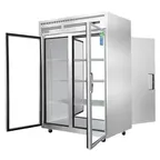 image of Everest ESPT-2G-2S 2-Section Pass-Thru Refrigerator w/ 2 Solid & 2 Glass Full Doors, Top Mount, 48 cu. ft.