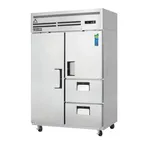 image of Everest ESR2D2 49" 2-Section Reach-In Refrigerator, 1 Solid Full Door / 1 Solid Half Door / 2 Drawers, Top Mount, Stainless Steel, 48 cu. ft.