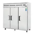 image of Everest ESR3 74" 3-Section Reach-In Refrigerator w/ 3 Solid Full Doors, Top Mount, Stainless Steel, 71 cu. ft.