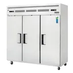 image of Everest ESRF3 74" 3-Section Reach-In Refrigerator Freezer Combo w/ 3 Solid Doors, Top Mount