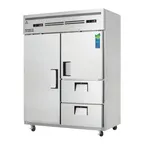 image of Everest ESWQ2D2 59" 2-Section Reach-In Refrigerator Freezer Combo, 1 Full /1 Half Solid Doors & 2 Drawers, 39.0 (R) & 13.0 (F) cu. ft.