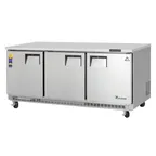 image of Everest Refrigeration ETBF3 71" 3-Door Front Breathing Worktop Freezer, Stainless Steel, 22.0 cu. ft.