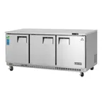 image of Everest ETBR3 71" 3-Section Undercounter, Stainless Steel, Front Breathing, 22 cu. ft., 3 Doors