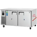 image of Everest Refrigeration ETRF2-24 59" Undercounter/Worktop Refrigerator Freezer w/ 2 Doors,  6.0 (R) & 6.0 (F) cu. ft.
