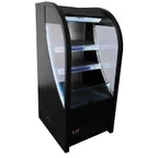 image of Excellence AC-6HC 25" Vertical Air Curtain Open Merchandiser in Black, Curved Profile, 2 Shelves, Glass Sides, 6 cu. ft.