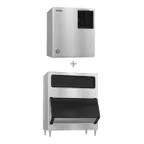 image of Hoshizaki F-2001MWJ/B-1150SS Water Cooled Flake 2043 lb Ice Machine with Bin, 1148 lb Storage