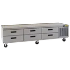 image of Delfield F2999CP-1 99" 3-Section Low Profile Refrigerated Chef Base w/ 6 Drawers