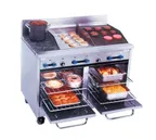 image of Comstock-Castle F3218-18-1.5RB 48" Gas Restaurant Range w/ (2) Open Burners, (1) 18" Griddle, (1) 18" Charbroiler, (2) Space Saver Ovens, 178.000 BTU 