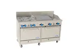 image of Comstock-Castle F3226-12-2RB 60" Gas Restaurant Range w/ (4) Open Burners, 12" Griddle, 24" Charbroiler, (2) Standard Ovens, 226.000 BTU