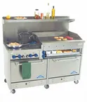 image of Comstock-Castle F3226-36B 60" Gas Restaurant Range w/ (4) Open Burners, (1) 36" Raised Griddle, (2) Standard Ovens, 240.000 BTU