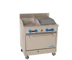 image of Comstock-Castle F330-18-1.5RB 36" Gas Range w/ (1) 18" Griddle, (1) 18" Charbroiler, (1) Standard Oven, 106.000 BTU 