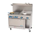 image of Comstock-Castle F3430-24 48" Gas Restaurant Range w/ (4) Open Burners, 24" Griddle, (1) Standard Oven, (1) Cabinet Base, 186.000 BTU