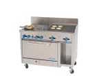 image of Comstock-Castle F3430-2RB 48" Gas Restaurant Range w/ (4) Open Burners, 24" Charbroiler, (1) Standard Oven, (1) Cabinet Base, 198.000 BTU