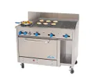 image of Comstock-Castle F3430-3RB 48" Gas Restaurant Range w/ 2 (Open) Burners, 36" Charbroiler, (1) Standard Oven, (1) Cabinet Base, 174.000 BTU 