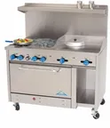 image of Comstock-Castle F3430-12 48" Gas Restaurant Range w/ (6) Open Burners, 12" Griddle, (1) Standard Oven, (1) Cabinet Base, 246.000 BTU 