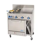 image of Comstock-Castle F3430-12-2RB 48" Gas Restaurant Range w/ (2) Burners, (1) 12" Griddle, (1) 24" Charbroiler, (1) Standard Oven, Cabinet Base, 198.000 BTU