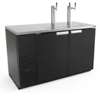 image of Fagor FDD-59-N 59\" Draft Beer Cooler, Black, 3‑Keg 48‑59\" Width, Stainless 2‑Column 3‑Tap, Compressor