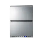 image of Summit FF642D 24" Built-in Undercounter Refrigerator in Stainless Steel, w/ 2 Drawers, 3.4 cu. ft.