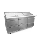 image of Fagor Refrigeration FMT-72-30-D6-N 72" Mega Top Sandwich Prep Table w/ 6 Drawers, 30 Pans