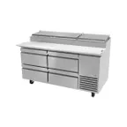 image of Fagor FPT-67-D4 67" Two Section Refrigerated Pizza Prep Table w/ 4 Drawers, (9) 1/3 Size Pans