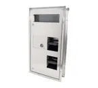 image of FMP 141-2081 Bobrick® Dual-Sided Seat cover and toilet Tissue Dispenser; Sanitary Napkin Disposal