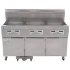 image of Frymaster 31814GF Multiple Battery Gas Fryer w/ (3) 63-lb Frypots, Built-In Filtration, 9 Twin Baskets