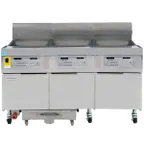 image of Frymaster FPLHD365 Multiple Battery Gas Fryer w/ (3) 100-lb Frypots, Built-In Filtration, 315,000 BTU
