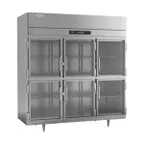 image of Victory FS-3D-S1-HG-HC 77.75" 3-Section Reach-In Freezer, 6 Half Glass Doors, Top Mounted, 68 cu. ft., Stainless Steel