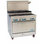 image of Comstock-Castle FSU3430 48" Gas Restaurant Range, (8) Open Burners w/ (4) Step-Up, (1) Standard Oven, (1) Cabinet Base, 222.000 BTU