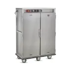 image of FWE E-1200 2-Door Heated Holding Cabinet, 120 Plate Capacity, 3 Shelves, Heat Drawer, 6" Casters