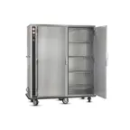 image of FWE P-200-2 2‑Door Heated Cabinet, 160‑200 Plate Capacity, 4 Shelves, Stainless Steel, 6” Casters