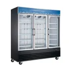 image of Coldline G80-B 78" 3‑Section Merchandiser Refrigerator, 70 cu ft, Black Exterior, R290, Temp Control