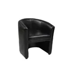 image of G & A 1010 Lounge Arm Chair, Curved Wrap Around Upholstered Back, Black Vinyl Upholstery