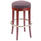 image of G & A 117 Demi Backless Barstool, 30" H, Round Upholstered Padded Seat, European Beechwood Frame, Brass Footring