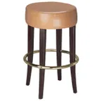 image of G & A 117PS6 Demi Barstool, 30" H, Backless, Round Upholstered PS6 Seat, Brass Footring, European Beechwood Frame