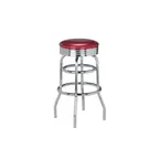 image of G & A 144-24 Classic Swivel Backless Bar Stool with Padded Seat and Steel Frame with Chrome Finish, 24" Counter Height