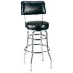 image of G & A 148-24 Armless Swivel Bar Stool – 24" Counter Height, Vinyl Seat & Back, Chrome 18‑Gauge Steel Frame
