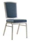 image of G & A 2404-AL COM/GR4 Voss Banquet Chair, Stacks 10 High, Flex Back, Upholstered Seat, 12 Gauge Aluminum