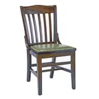 image of G & A 3809PSNH Indoor Schoolhouse Side Chair with Slat Back and Upholstered Padded Seat with Nail Trim