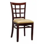 image of G & A 4650 Indoor Checker Side Chair with Grid Back and Padded Seat, European Beechwood Frame