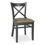 image of G & A 4877PS Indoor Provence Side Chair with Cross Back and Upholstered Padded Seat, Beechwood Frame