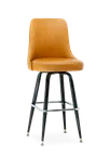 image of G & A 4X-CU Swivel Barstool – Vinyl Bucket Seat, Black, Chrome Footrest, 18‑Gauge Tubular Steel Frame