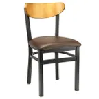 image of G & A 511PS Indoor Santos Side Chair with Veneer Back and Steel Frame with Black Finish, Padded Seat