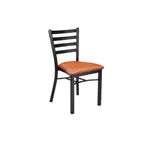 image of G & A 513 STACKING Dante Ladder Back Stackable Chair, Upholstered Seat, Steel Frame, Matte Black Finish