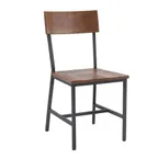 image of G & A 548-PS Indoor Tyler Side Chair with Wood Back and Steel Frame with Black Finish, Padded Seat