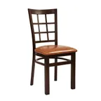 image of G & A 550-W SS Indoor Windsor Side Chair with  with Grid Back and Wood Seat, Steel Frame with Walnut Finish